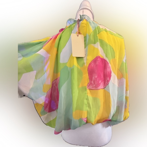 Boutique colorful ruffle sleeve elastic waist top NWT size medium - Picture 3 of 3